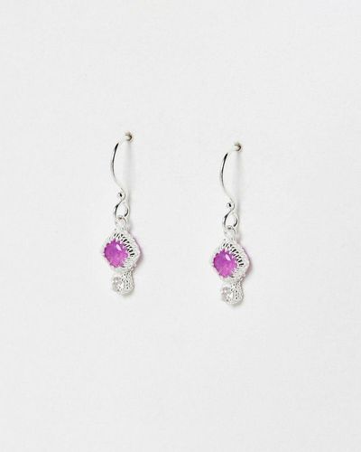 Oliver Bonas Neri Lavender Quartz Silver Drop Earrings - Purple