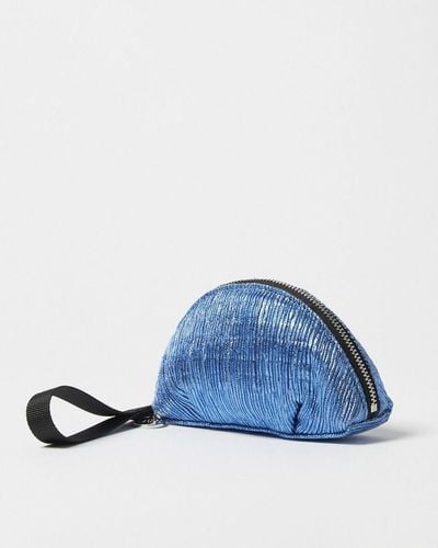 Oliver Bonas Rae Electric Crinkle Zipped Pouch - Blue