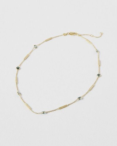 Oliver Bonas Katelyn Tourmaline & Bar Gold Plated Chain Necklace - Natural