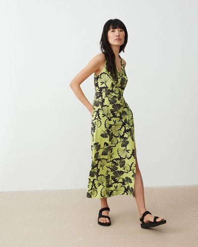 Oliver Bonas Floral Print Strappy Midi Dress, Size 6 - Green
