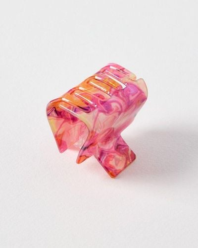 Oliver Bonas April Marble & Orange Square Hair Claw Clip - Pink