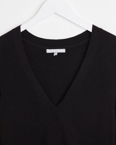 Oliver Bonas V-neck Flared Mini Dress - Black