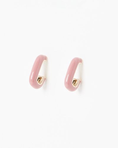 Oliver Bonas Amaya Pink Enamel Hoop Earrings Large