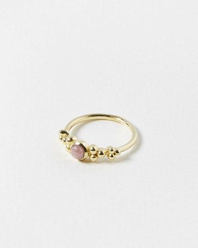 Oliver Bonas Halo Opal Gold Plated Delicate Ring - White