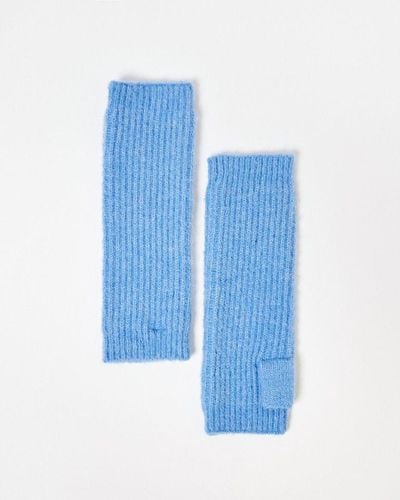 Oliver Bonas Long Wrist Warmer Knitted Gloves - Blue