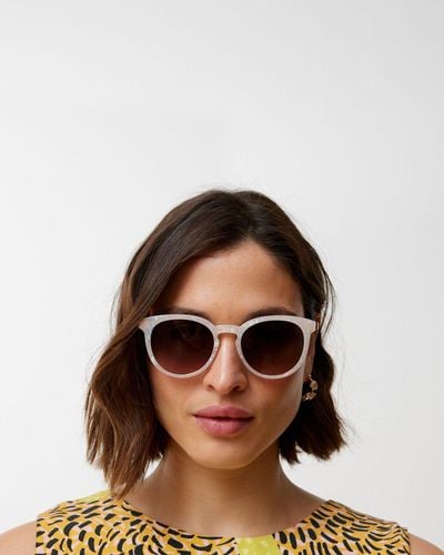 Oliver Bonas Iridescent Faux Marbled Preppy Sunglasses - Brown