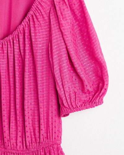 Oliver Bonas Textured Tiered Midi Dress - Pink