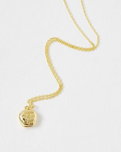 Oliver Bonas Lilie Posy Engraved Pendant Necklace - White