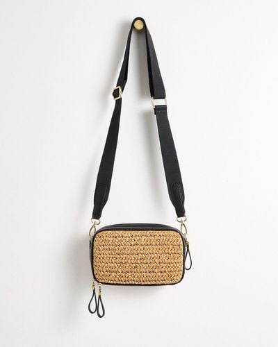 Oliver Bonas Simen Crochet Raffia Crossbody Bag - White