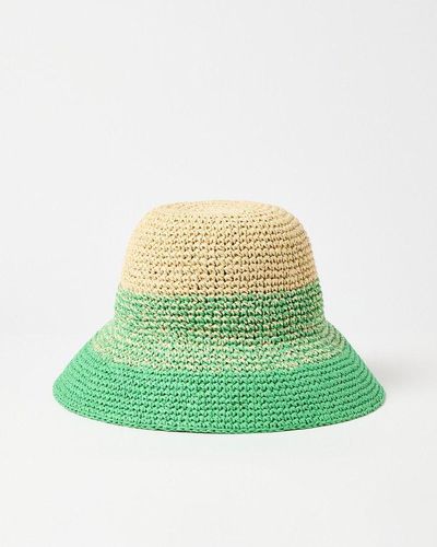 Oliver Bonas Ombre Straw Bucket Hat - Green