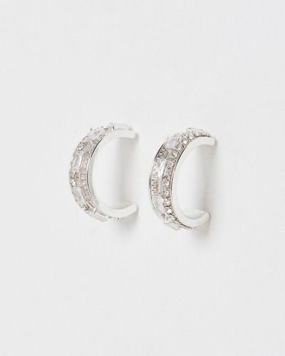 Oliver Bonas Natala Glass Stone Hoop Earrings - White