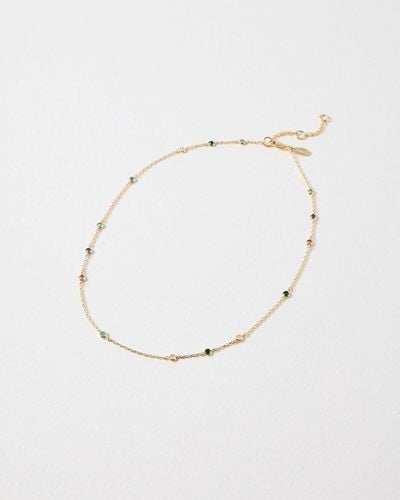 Oliver Bonas Maddie Glass Circular Stones Chain Necklace - Natural