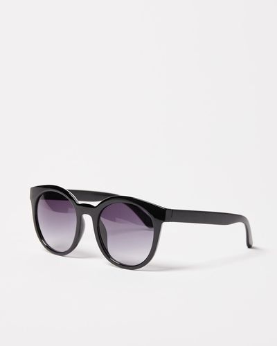 Oliver Bonas Black Preppy Round Sunglasses - White