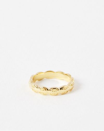 Oliver Bonas Acacia Scalloped Sunshine Stacking Ring, Size 50 - Metallic