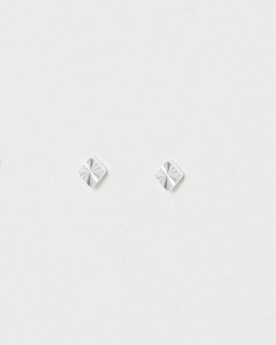 Oliver Bonas Fia Etched Square Stud Earrings - White