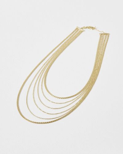 Oliver Bonas Helena Multi Row Mixed Chain Necklace - White