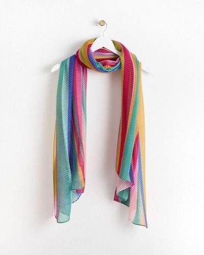Oliver Bonas Color Wavy Striped Lightweight Pleated Scarf - White