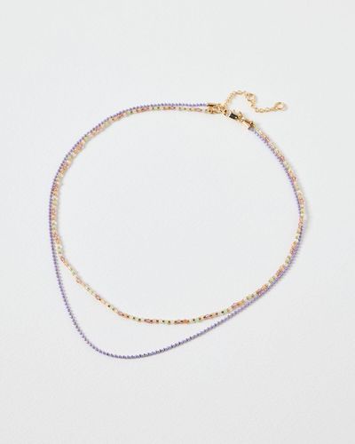 Oliver Bonas Juniper Layered Beaded Necklace - White