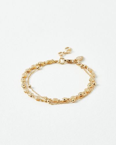 Oliver Bonas Misty Textured Layered Gold Chain Bracelet - White