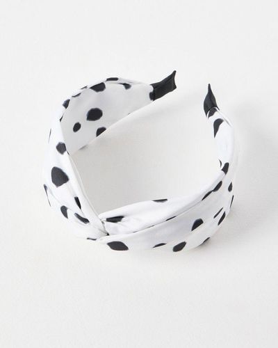 Oliver Bonas Rosie Monochrome Spot Knot Headband - White