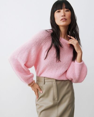 Oliver Bonas Fluffy Knitted Jumper, Size 10 - Pink