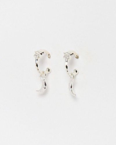 Oliver Bonas Lucy Molten Star & Moon Drop Earrings - Natural
