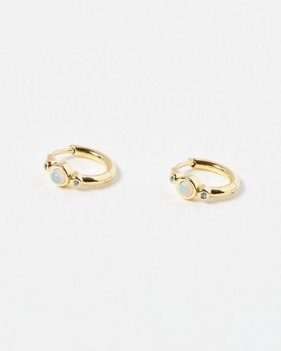 Oliver Bonas Kai Opal Gold Plated Hoop Earrings - Metallic