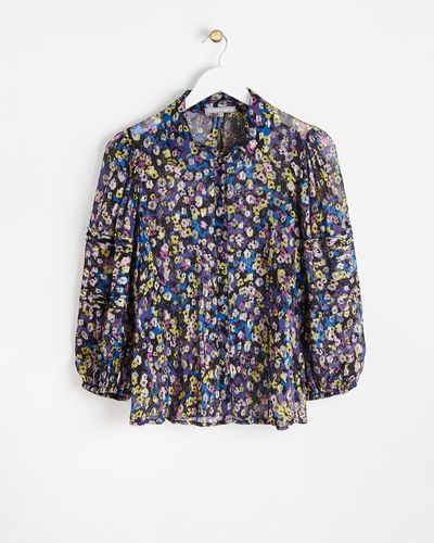Oliver Bonas Treasured Floral Metallic Shirt, Size 6 - Blue