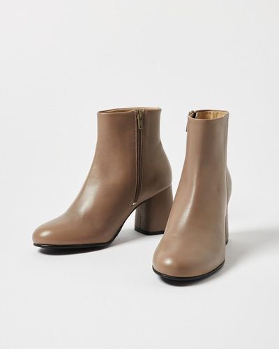 Oliver Bonas Selected Femme Alva Leather Heeled Boots - Natural
