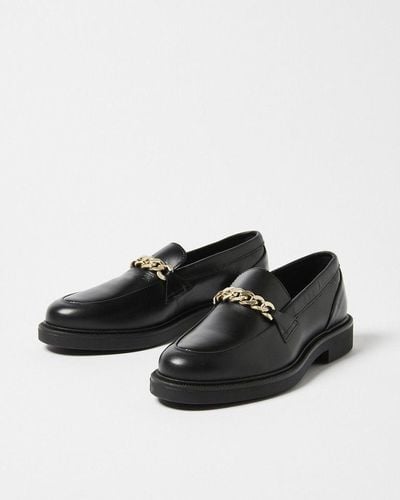 Oliver Bonas Shoe The Bear Leather Chain Loafers - Black