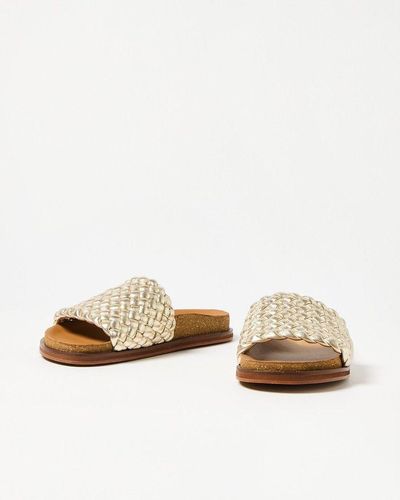 Oliver Bonas Metallic Woven Leather Mule Sandals - Natural