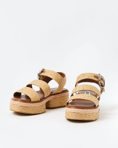ASRA Elijah Natural Raffia Platform Sandals, Size Uk 3
