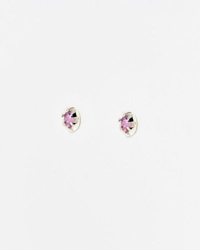 Oliver Bonas Odette Oval Amethyst Silver Stud Earrings - Purple
