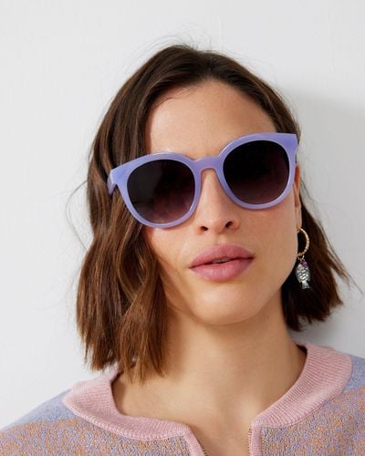 Oliver Bonas Lilac Round Preppy Sunglasses - Brown
