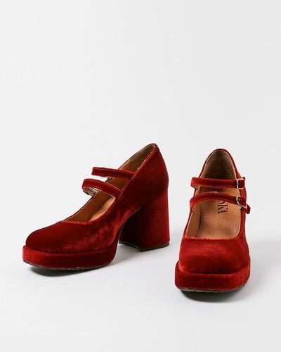 Oliver Bonas Esska Sienna Velvet Heeled Sandals - Red