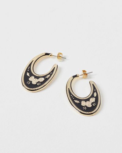 Oliver Bonas Birdie & Gold Oval Hoop Earrings - Metallic