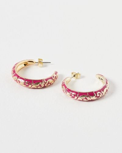 Oliver Bonas Tatiana Gold & Pink Hoop Earrings