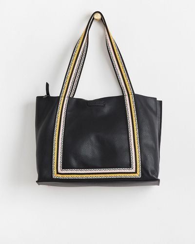 Oliver Bonas Emma Black Stripe Tote Bag