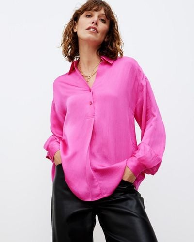 Oliver Bonas Oversized Satin Shirt - Pink