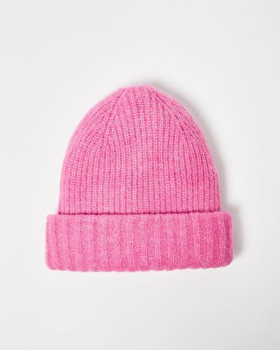 Oliver Bonas Double Rib Knitted Beanie Hat - Pink