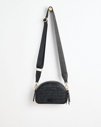 Oliver Bonas Sophia Raffia Weave Crossbody Bag - White