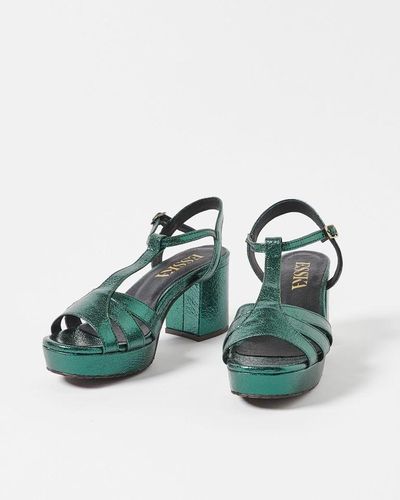 Oliver Bonas Esska Charlie Metallic Leather Heeled Sandals - Green