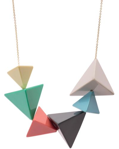 Oliver Bonas Luxe Pyramid Necklace - Blue