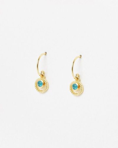 Oliver Bonas Sarai Jade Gold Plated Hoop Earrings - White
