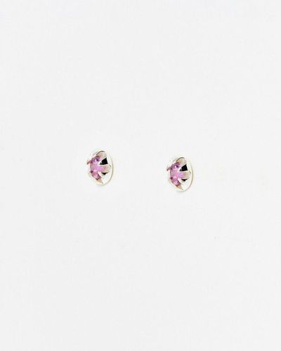 Oliver Bonas Odette Oval Amethyst Silver Stud Earrings - Purple
