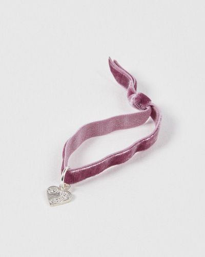 Oliver Bonas Mikaela Lyons X Pink Velvet Heart Charm Bracelet