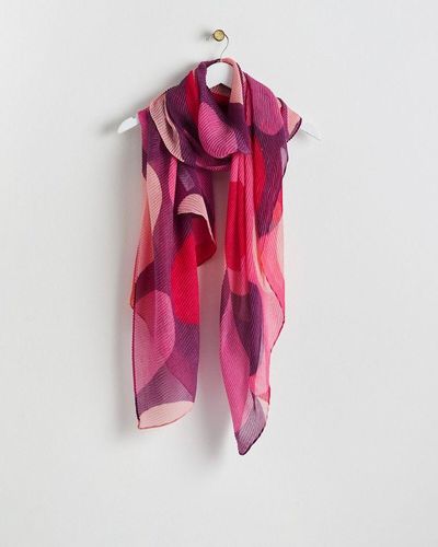 Oliver Bonas Abstract Heart Pleated Lightweight Scarf - Pink
