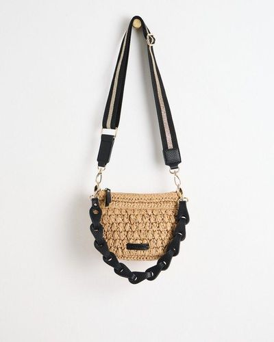 Oliver Bonas Paddie Crochet Raffia Crossbody Bag - White