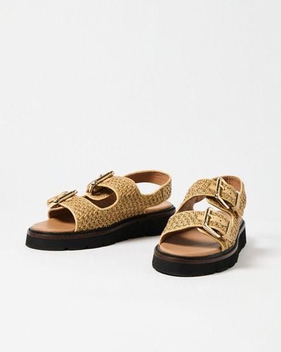 Oliver Bonas Raffia Double Strap Chunky Sandals - Natural