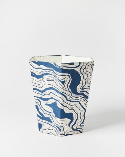 Oliver Bonas Marble Paper Trash Can - Blue